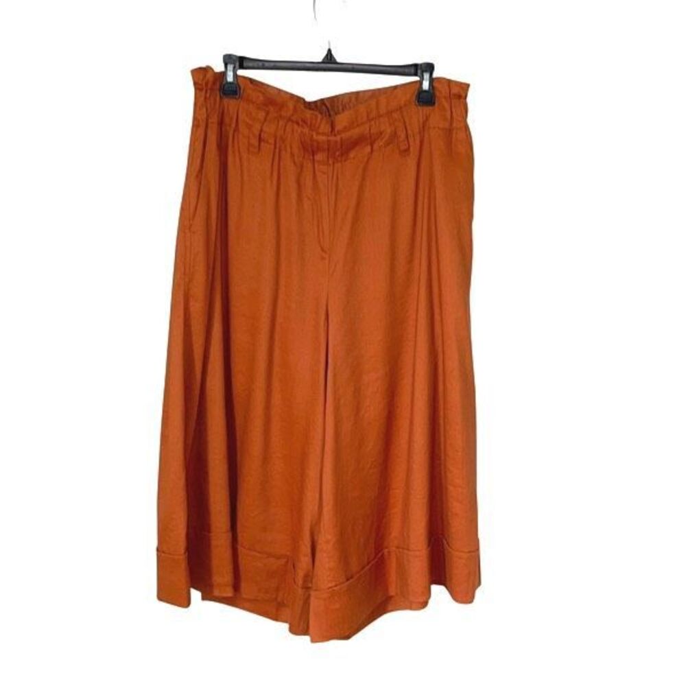 Lane Bryant Womens High Rise Ramie Blend Cropped Wide Leg Pants Rust‎ Size 14/16